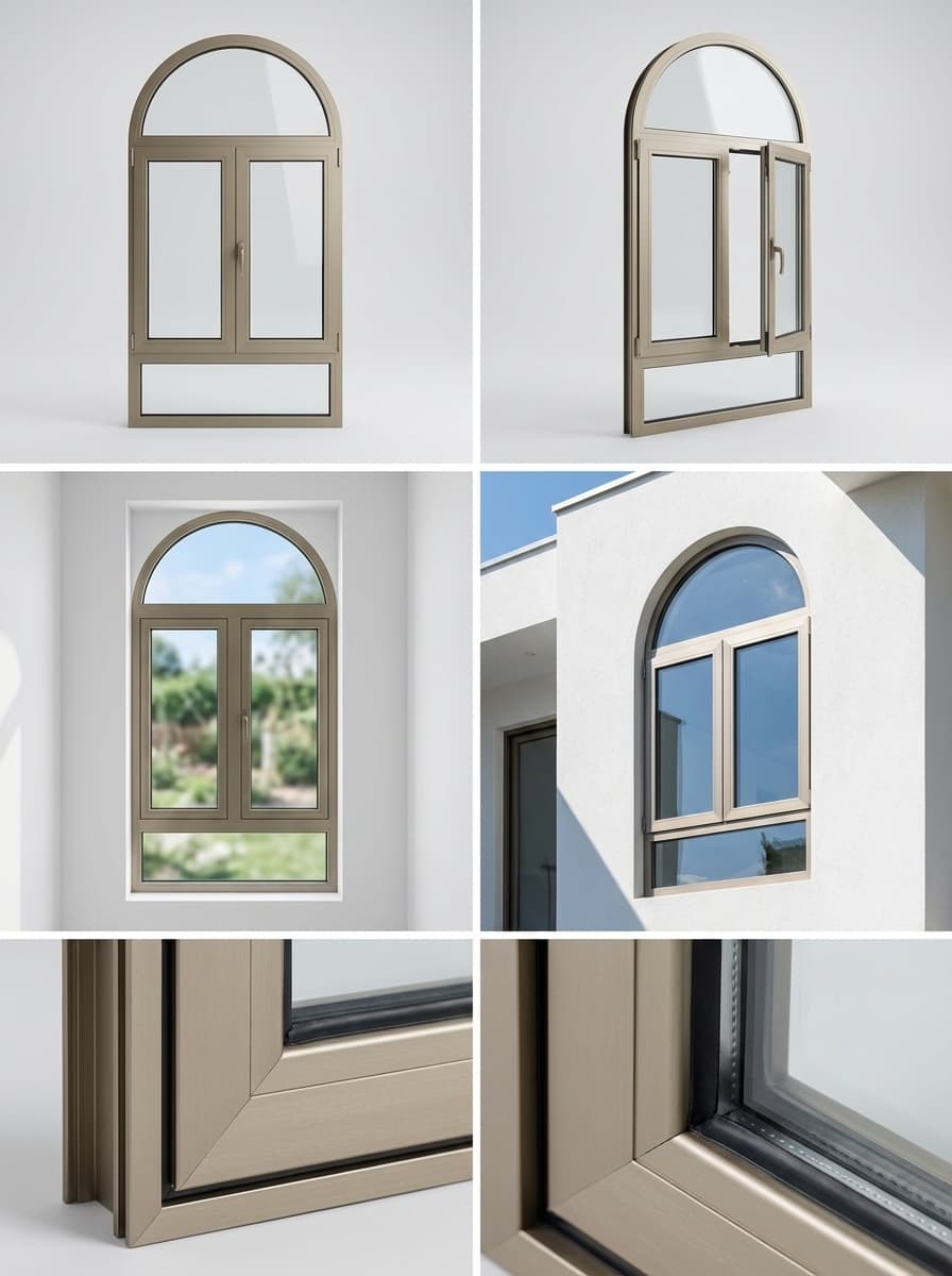 Elegant curved arc window in residential setting