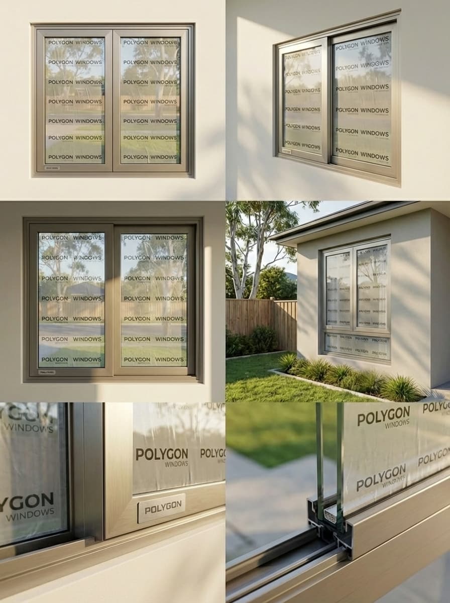 Sliding window system shown from multiple angles