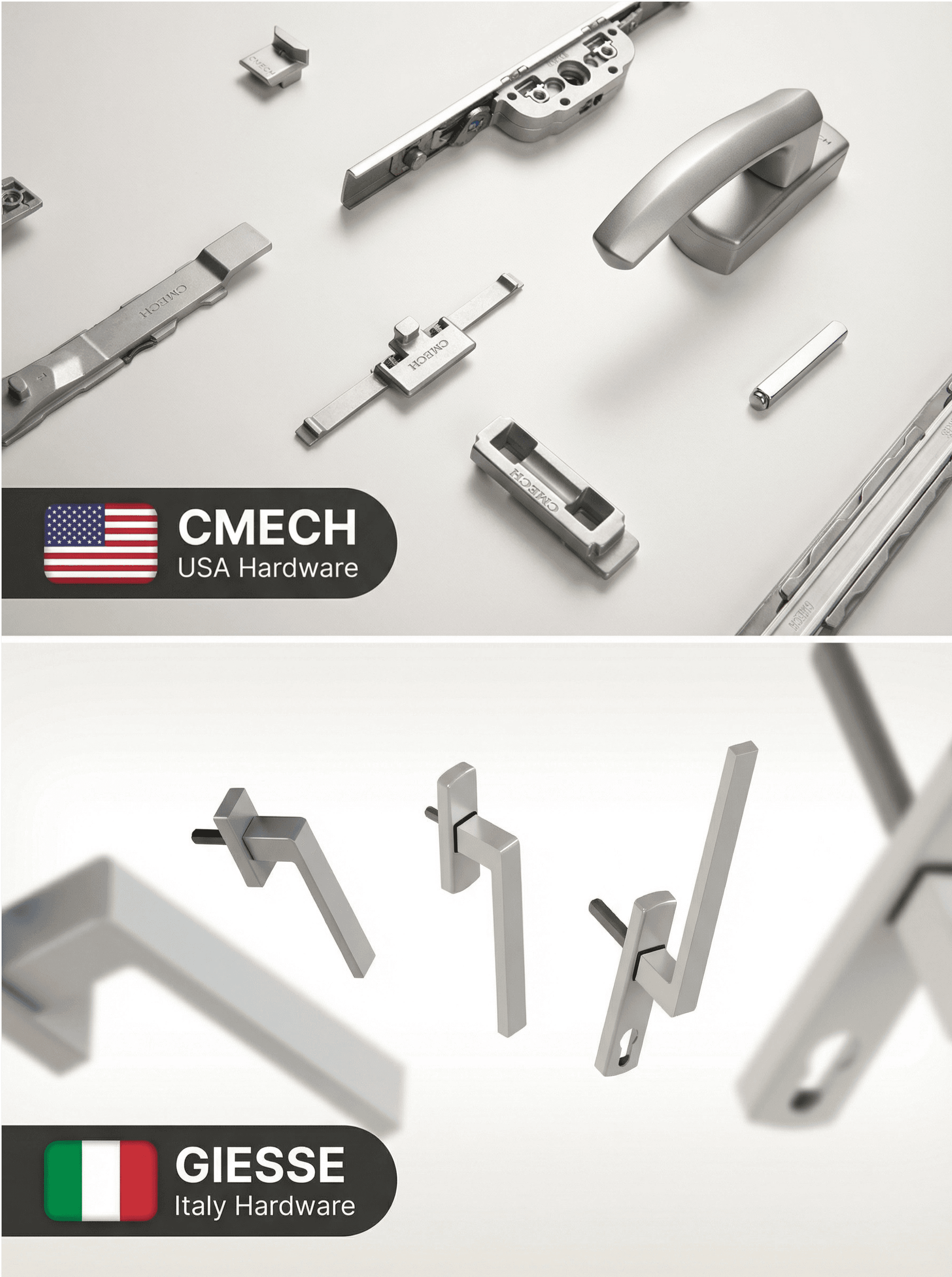 CMECH and GIESSE window and door hardware — precision locking and handles